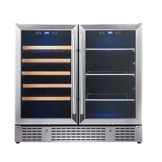 Kings Bottle 36" Beer and Wine Cooler Combination with Low - E Glass Door KBU190BW - SS - Kings Bottle - Buy at Wine Coolers Online