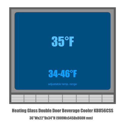 Kings Bottle 36 - Inch Heating Glass Dual Door Built In Beverage Fridge KBU56M - Kings Bottle - Buy at Wine Coolers Online