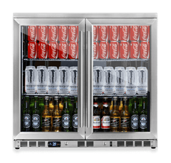 Kings Bottle 36-Inch Heating Glass Dual Door Built In Beverage Fridge KBU56M