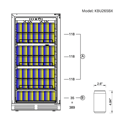 Kings Bottle 389 Cans Capacity Upright Beverage Refrigerator With Low - E Glass Door - Kings Bottle - Buy at Wine Coolers Online