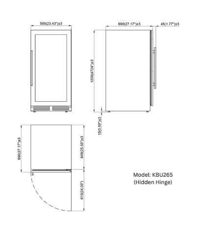 Kings Bottle 47 - Inch Height Single Zone Wine Cooler with Low - E Glass Door KBU265WX - FG - Kings Bottle - Buy at Wine Coolers Online