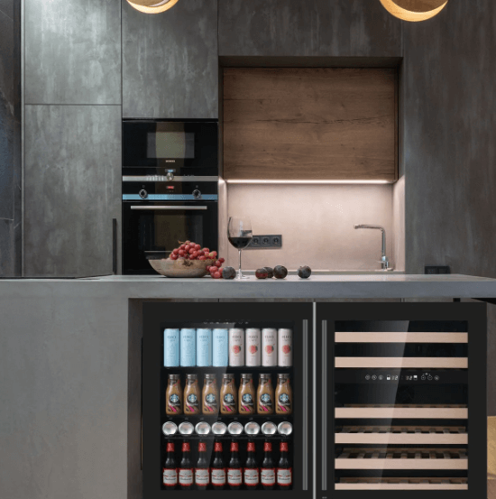 Kings Bottle 48" Ultimate Under Bench Wine Fridge and Bar Refrigerator Combo with 3 Temp. Zones KBU145BW3 - Kings Bottle - Buy at Wine Coolers Online