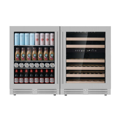 Kings Bottle 48" Ultimate Under Bench Wine Fridge and Bar Refrigerator Combo with 3 Temp. Zones KBU145BW3 - SS - Kings Bottle - Buy at Wine Coolers Online