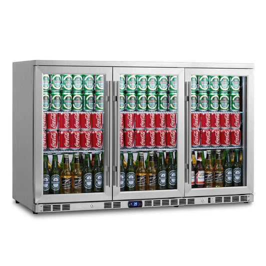 Kings Bottle 53 Inch Heating Glass 3 Door Large Beverage Refrigerator KBU328M - Kings Bottle - Buy at Wine Coolers Online