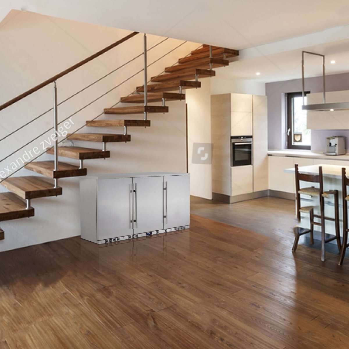 Kings Bottle 53 Inch Solid 3 - Door Outdoor Beverage Drinks Cooler KBU328ASD - Kings Bottle - Buy at Wine Coolers Online