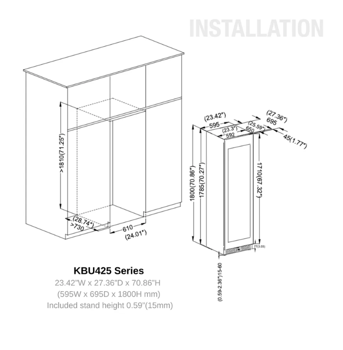Kings Bottle Large Beverage Refrigerator With Low - E Glass Door KBU425BX - Kings Bottle - Buy at Wine Coolers Online