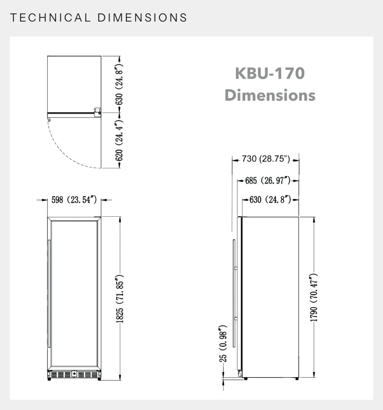 Kings Bottle Tall Large Wine Refrigerator With Glass Door With Stainless Steel Trim KBU170DX - SS - Kings Bottle - Buy at Wine Coolers Online