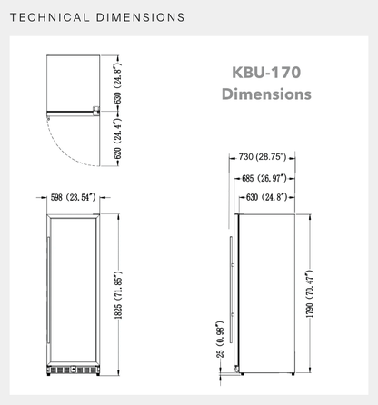 Kings Bottle Tall Large Wine Refrigerator With Glass Door With Stainless Steel Trim KBU170DX - SS - Kings Bottle - Buy at Wine Coolers Online
