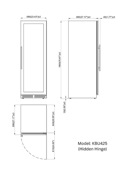 Kings Bottle Upright Single Zone Wine Cooler With Low - E Glass Door KBU425WX - SS - Kings Bottle - Buy at Wine Coolers Online