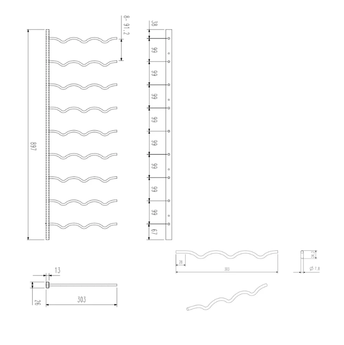 Kings Bottle Wall Mounted Metal Wine Racks C - Type - Kings Bottle - Buy at Wine Coolers Online