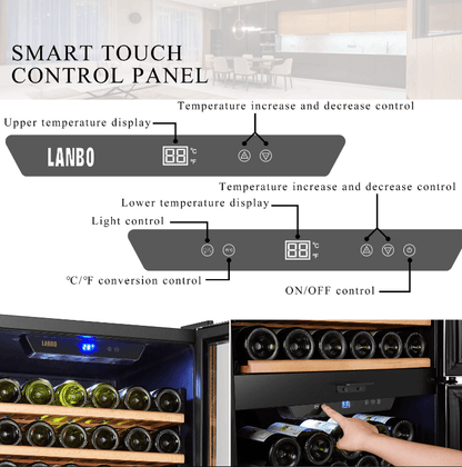 Lanbo 152 Bottle Dual Door Wine Cooler LW162DD - Lanbo - Buy at Wine Coolers Online