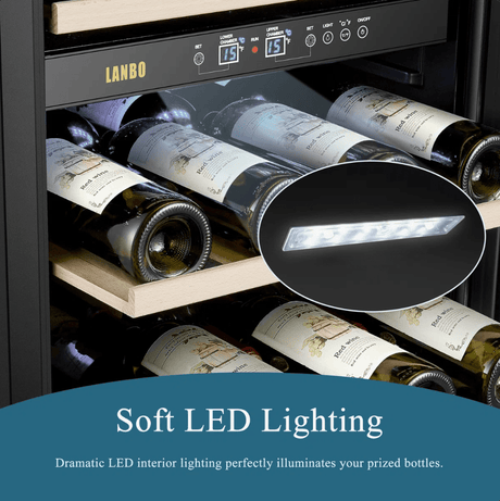 Lanbo 20 Inch 64 Bottle Dual Zone Freestanding Wine Cooler - LW80D - Lanbo - Buy at Wine Coolers Online