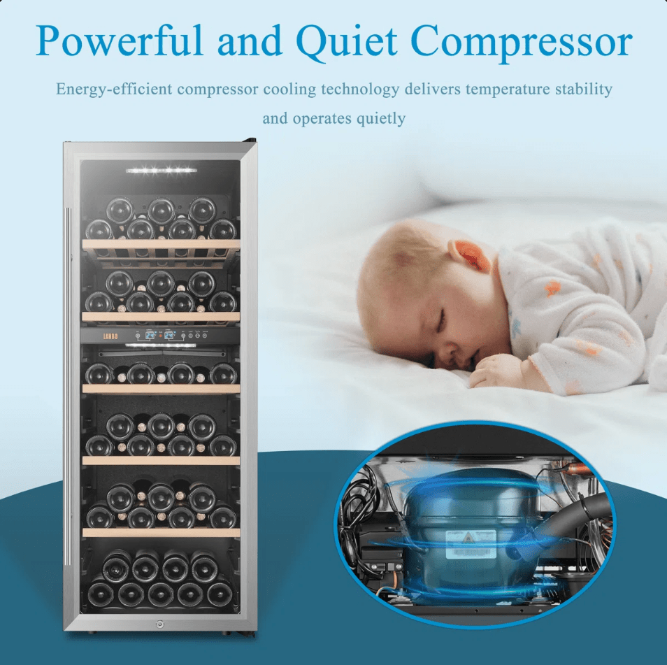 Lanbo 20 Inch 64 Bottle Dual Zone Freestanding Wine Cooler - LW80D - Lanbo - Buy at Wine Coolers Online