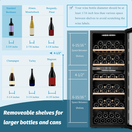 Lanbo 20 Inch 64 Bottle Dual Zone Freestanding Wine Cooler - LW80D - Lanbo - Buy at Wine Coolers Online