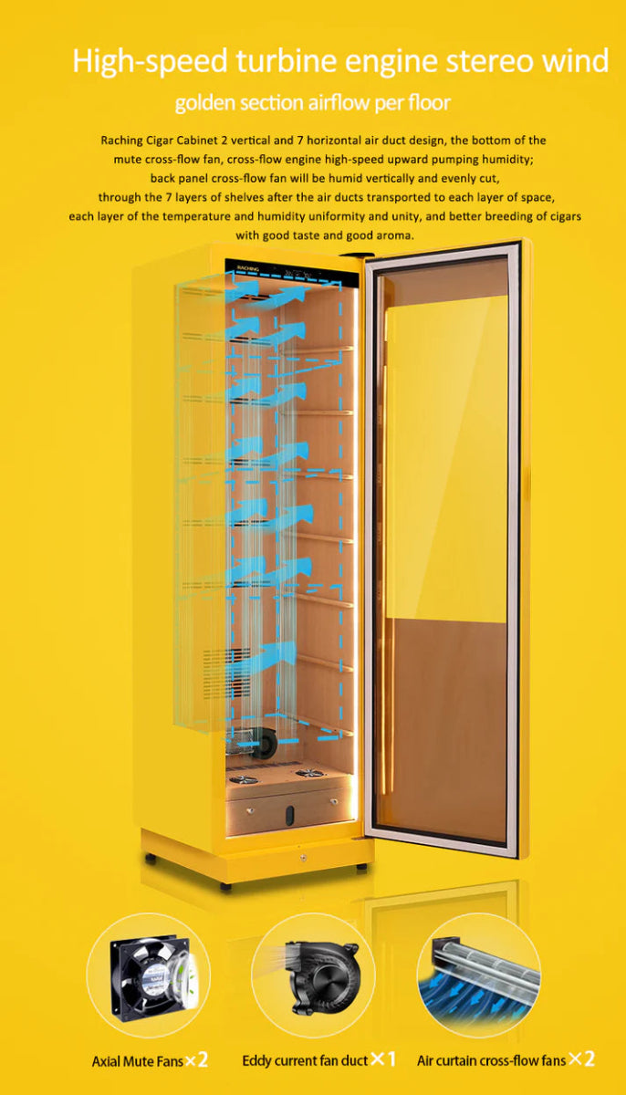 Raching COH300A Premium Oak Cigar Humidor Cabinet | 1100+ Cigars - Raching - Buy at Wine Coolers Online