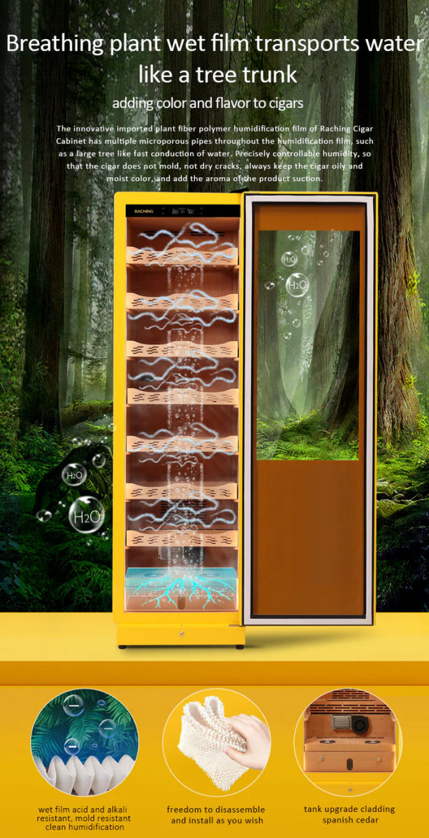 Raching COH300A Premium Oak Cigar Humidor Cabinet | 1100+ Cigars - Raching - Buy at Wine Coolers Online