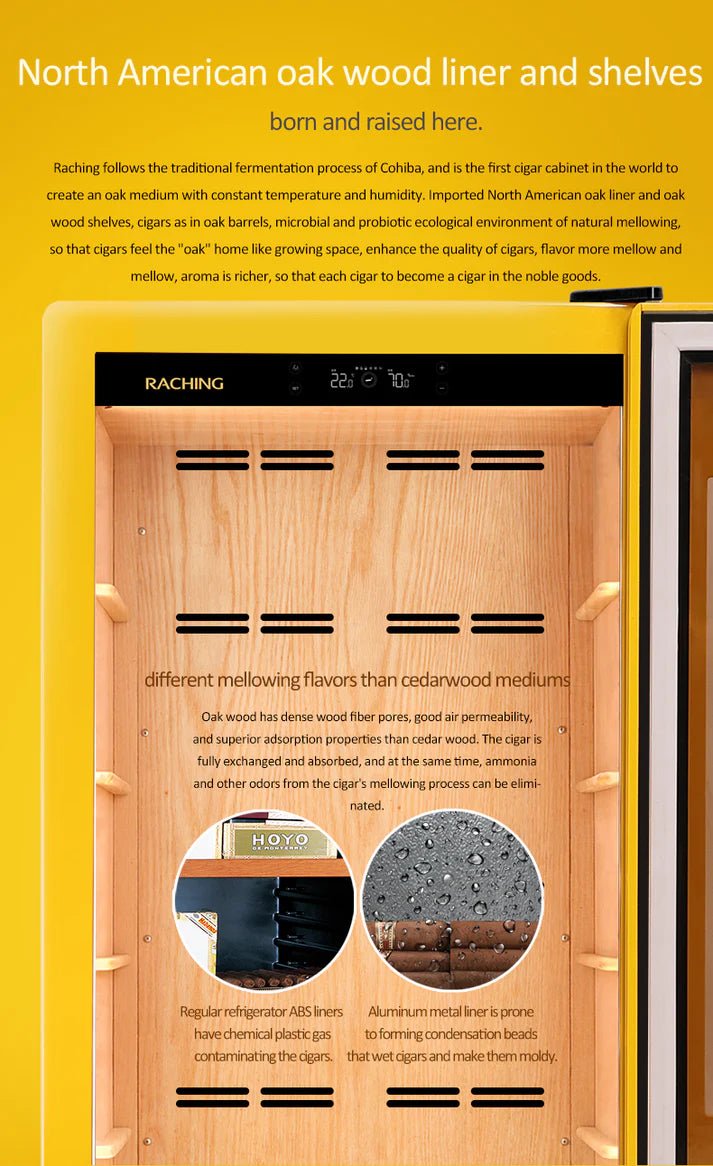 Raching COH300A Premium Oak Cigar Humidor Cabinet | 1100+ Cigars - Raching - Buy at Wine Coolers Online