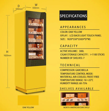 Raching COH300A Premium Oak Cigar Humidor Cabinet | 1100+ Cigars - Raching - Buy at Wine Coolers Online