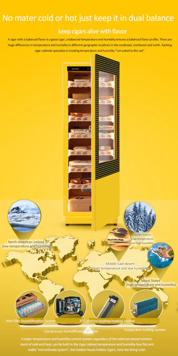 Raching COH300A Premium Oak Cigar Humidor Cabinet | 1100+ Cigars - Raching - Buy at Wine Coolers Online