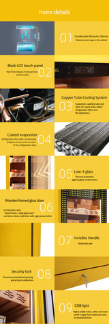 Raching COH300A Premium Oak Cigar Humidor Cabinet | 1100+ Cigars - Raching - Buy at Wine Coolers Online