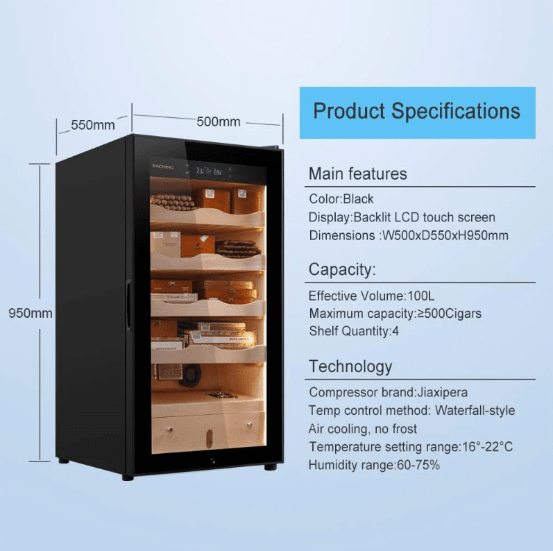 Raching MA50 Electric Humidor Cabinet | 500 Cigars - Raching - Buy at Wine Coolers Online