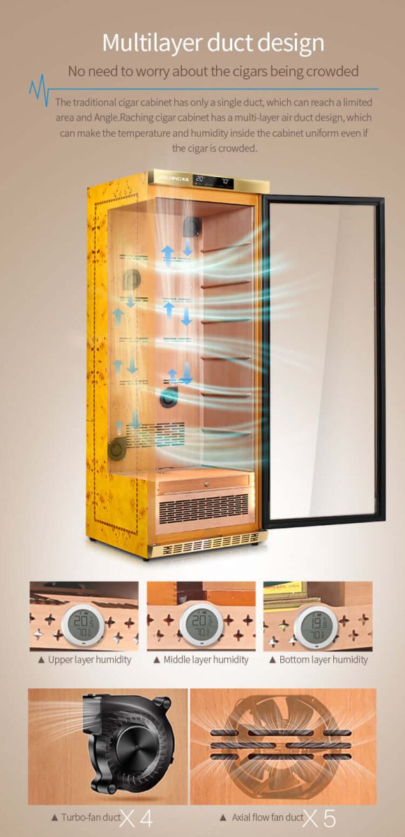 Raching MON1800 Precision Climate Controlled Cigar Humidor Cabinet - Raching - Buy at Wine Coolers Online