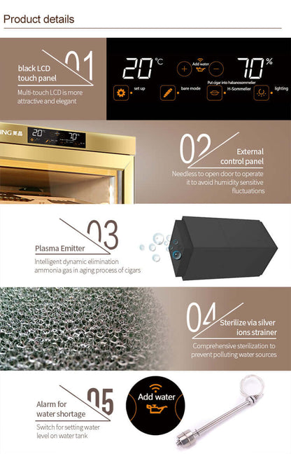 Raching MON1800 Precision Climate Controlled Cigar Humidor Cabinet - Raching - Buy at Wine Coolers Online