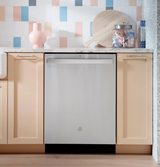 GE 24 in. Top Control Flush-Mount Dishwasher with 45 dBa Sound Level, 3rd-Rack & Dry Boost – Fingerprint Resistant Stainless