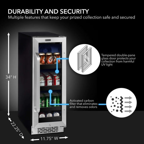 Whynter 12″ Built - In 75 Can Under - Counter Stainless Steel Beverage Refrigerator/Cooler BBR638 - SB - Whynter - Buy at Wine Coolers Online
