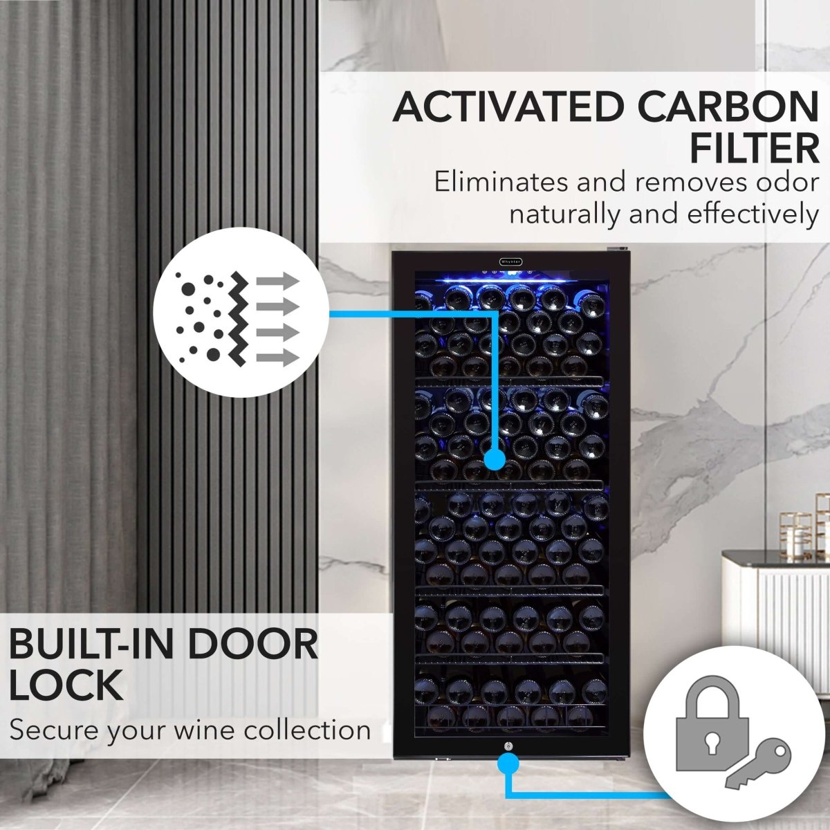 Whynter 124 Bottle Freestanding Wine Cooler/Refrigerator FWC - 1201BB - Whynter - Buy at Wine Coolers Online