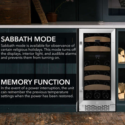 Whynter 15″ 28 Bottle Dual Temperature Zone Built - In Wine Refrigerator/Cooler BWR - 281DZ - Whynter - Buy at Wine Coolers Online