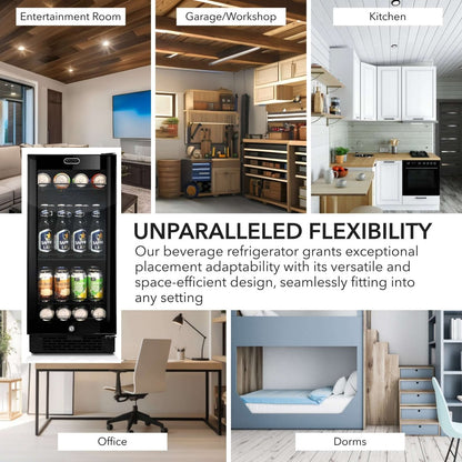 Whynter 15″ Built - in Black Glass 100 - can capacity 3.0 cu ft. Beverage Refrigerator/Cooler BBR - 801BG - Whynter - Buy at Wine Coolers Online