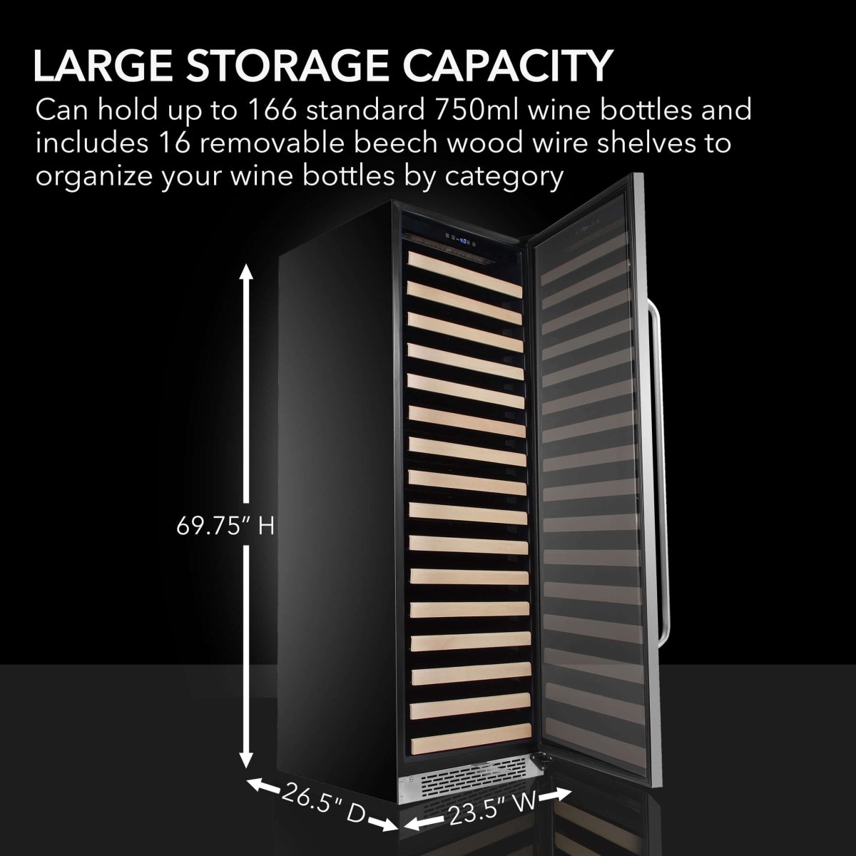 Whynter 166 Bottle Built - in Stainless Steel Wine Refrigerator/Cooler BWR - 1662SD - Whynter - Buy at Wine Coolers Online