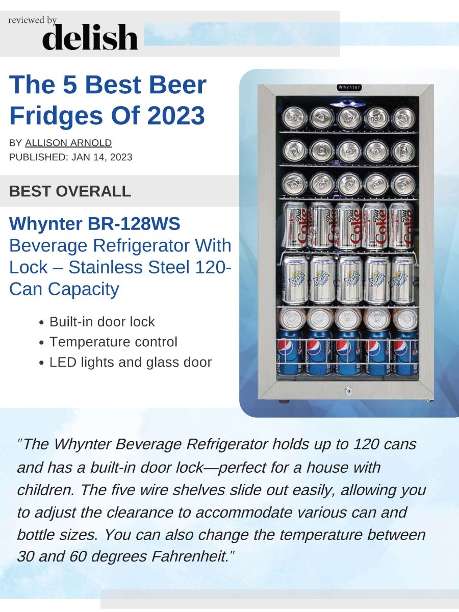 Whynter 17" 120 Can Capacity Beverage Refrigerator Stainless Steel Door - Whynter - Buy at Wine Coolers Online