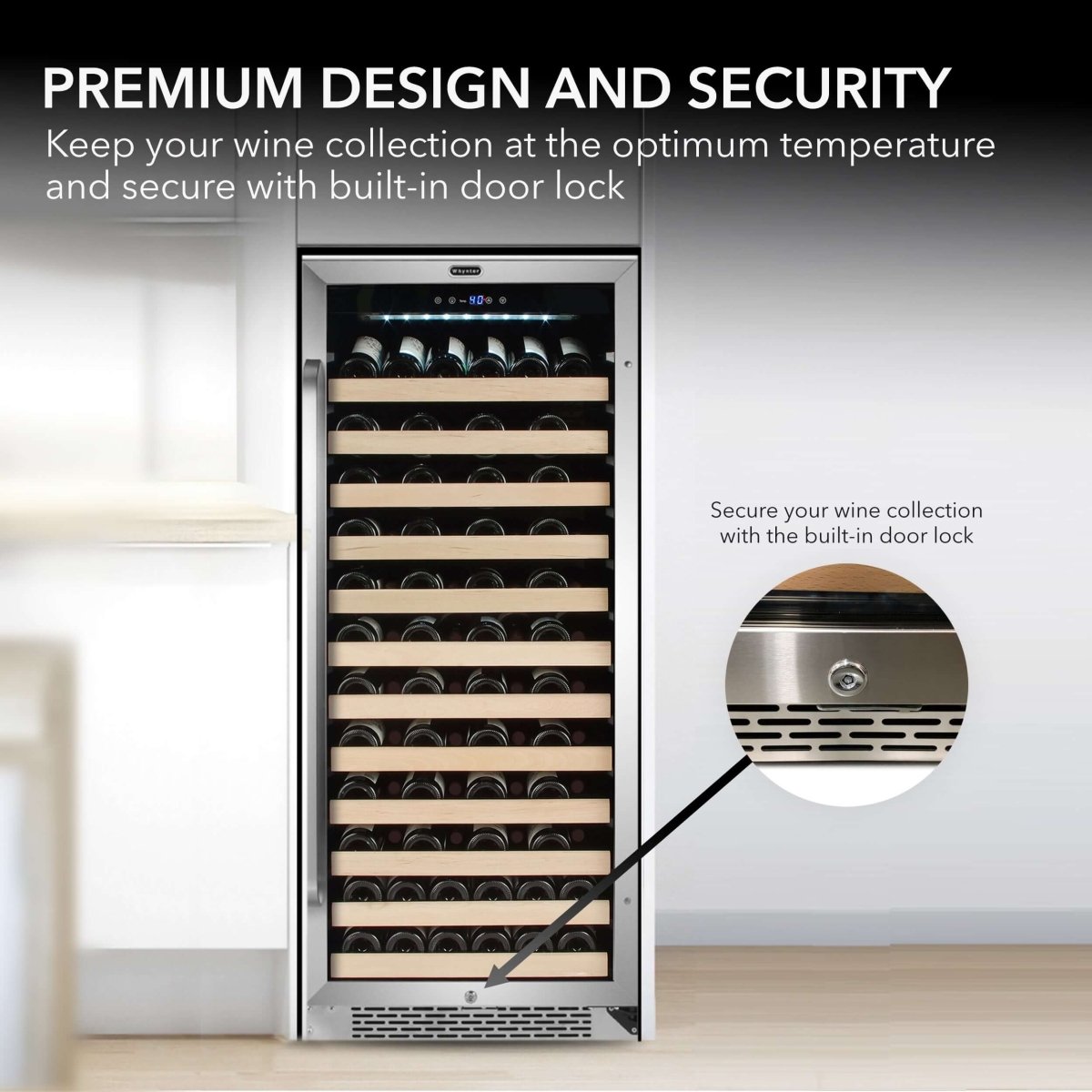 Whynter 24″ 100 Bottle Large Capacity Built - in Stainless Steel Wine Cooler BWR - 1002SD - Whynter - Buy at Wine Coolers Online