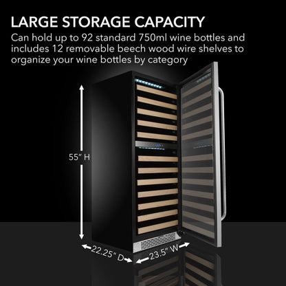 Whynter 92 Bottle Built - in Large Capacity Stainless Steel Dual Zone Compressor Wine Refrigerator BWR - 0922DZ - Whynter - Buy at Wine Coolers Online