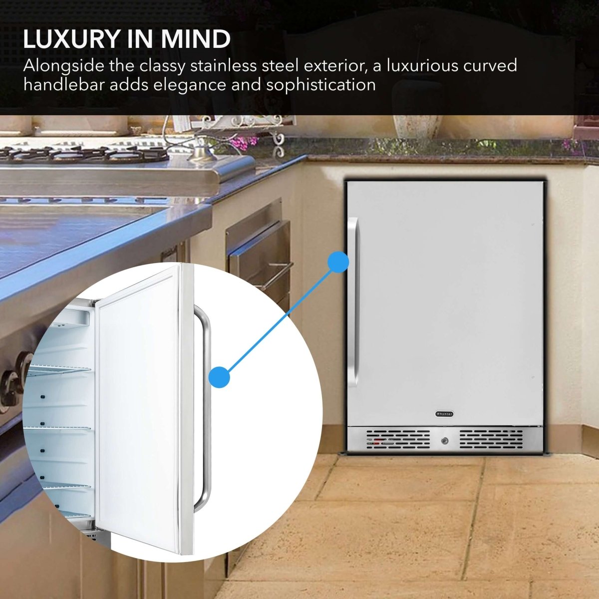 Whynter BOR - 53024 - SSW 24″ Built - In Energy Star 5.3 cu. ft. Indoor/Outdoor Beverage Refrigerator Cooler Weather Proof in Stainless Steel - Whynter - Buy at Wine Coolers Online