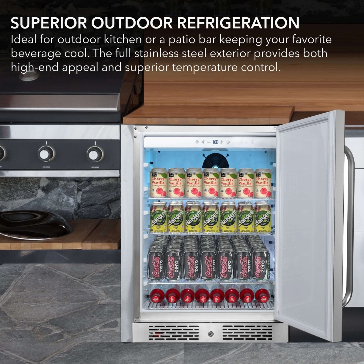 Whynter BOR - 53024 - SSW 24″ Built - In Energy Star 5.3 cu. ft. Indoor/Outdoor Beverage Refrigerator Cooler Weather Proof in Stainless Steel - Whynter - Buy at Wine Coolers Online