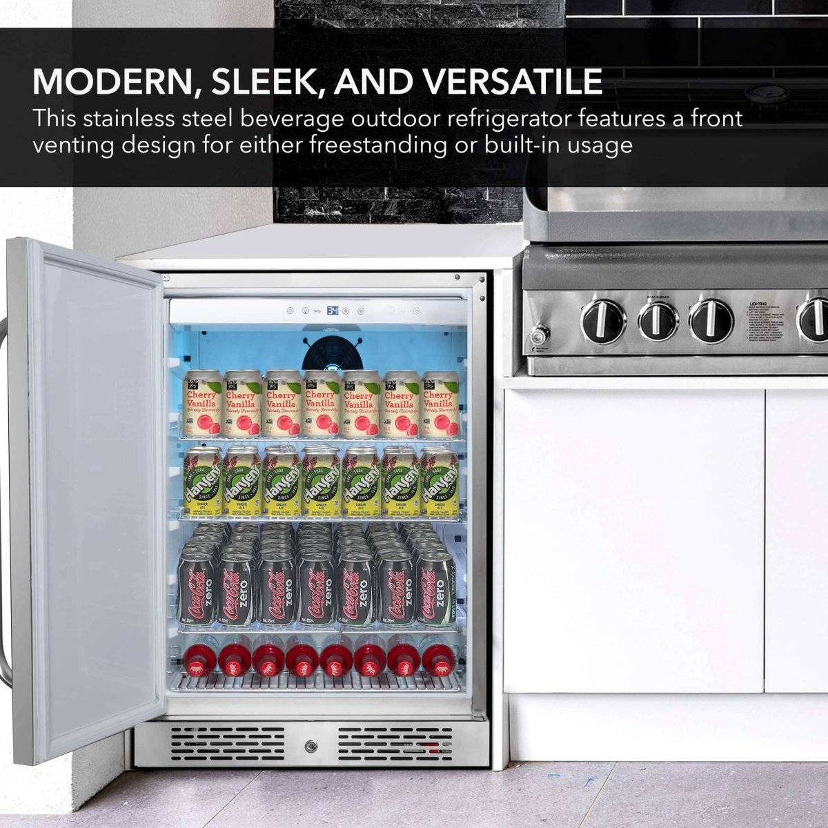 Whynter BOR - 53024 - SSW 24″ Built - In Energy Star 5.3 cu. ft. Indoor/Outdoor Beverage Refrigerator Cooler Weather Proof in Stainless Steel - Whynter - Buy at Wine Coolers Online