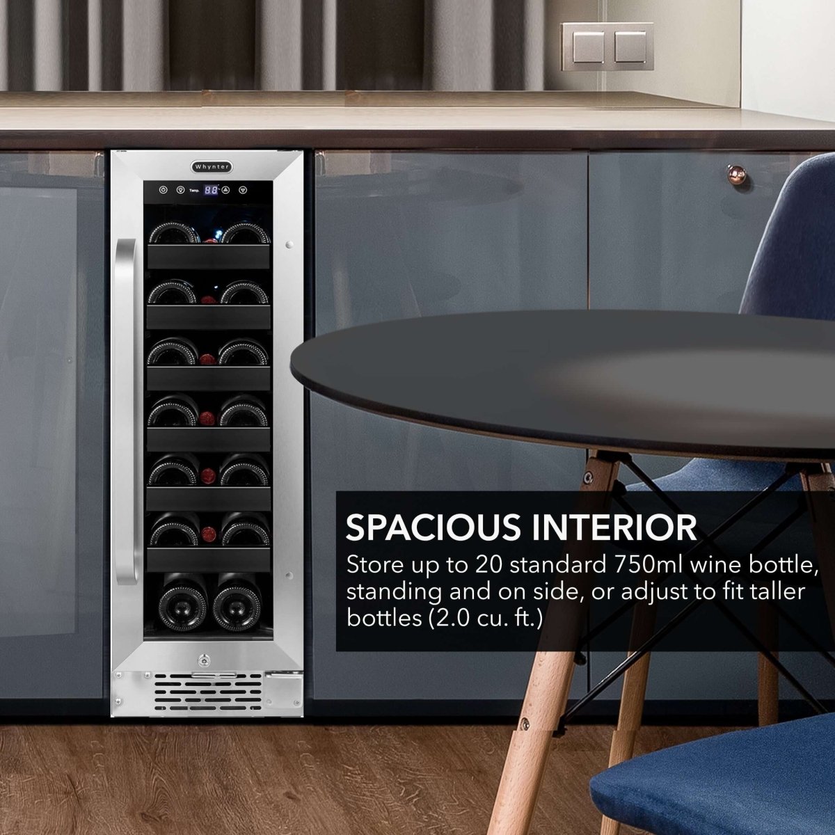 Whynter BWR - 208SB 12″ Built - In 20 Bottle Under - counter Stainless Steel Wine Refrigerator - Whynter - Buy at Wine Coolers Online