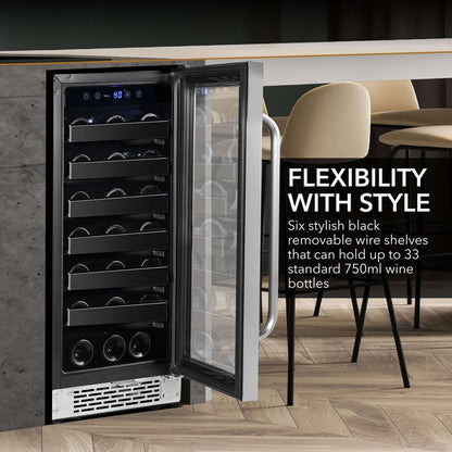 Whynter BWR - 308SB 15″ Built - In 33 Bottle Under - counter Stainless Steel Wine Refrigerator - Whynter - Buy at Wine Coolers Online