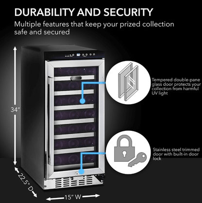 Whynter BWR - 33SD 15″ 33 Bottle Compressor Built - In Wine Refrigerator - Whynter - Buy at Wine Coolers Online