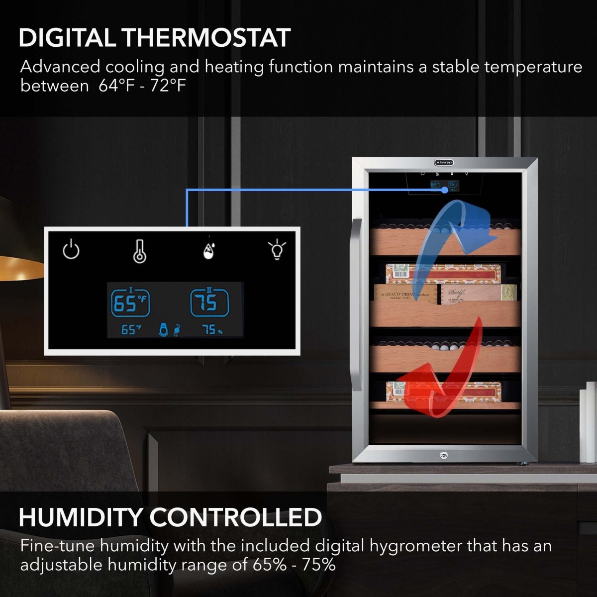 Whynter CHC - 421HC 650 - Count 4.2 cu.ft. Electric Cigar Cabinet Cooler and Humidor - Whynter - Buy at Wine Coolers Online