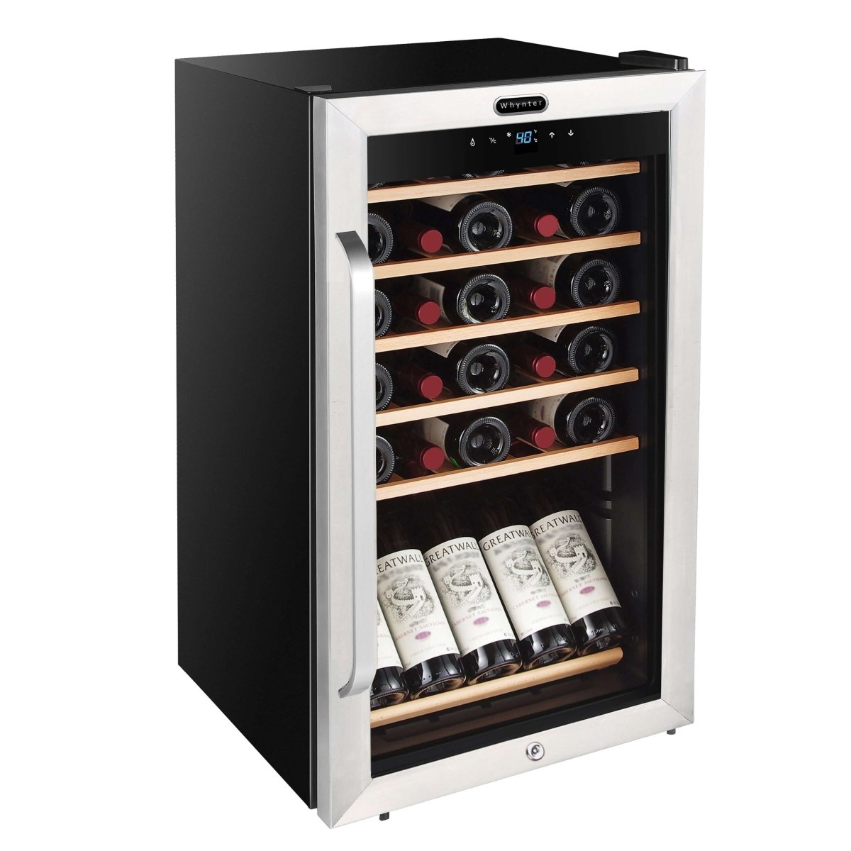 Whynter FWC - 341TS 34 Bottle Freestanding Stainless Steel Wine Refrigerator with Display Shelf - Whynter - Buy at Wine Coolers Online