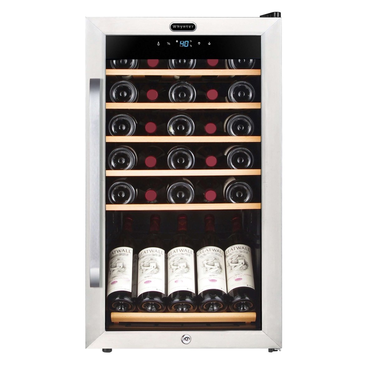 Whynter FWC - 341TS 34 Bottle Freestanding Stainless Steel Wine Refrigerator with Display Shelf - Whynter - Buy at Wine Coolers Online