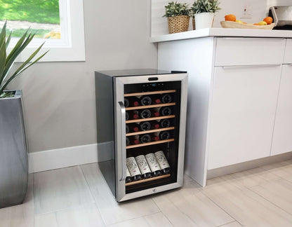 Whynter FWC - 341TS 34 Bottle Freestanding Stainless Steel Wine Refrigerator with Display Shelf - Whynter - Buy at Wine Coolers Online
